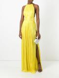 sleeveless belted gown