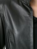 open front leather jacket