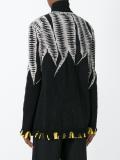 intarsia frayed contrast hem cardigan