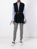 shawl lapel sleeveless cardigan