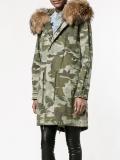 fur-trimmed camouflage parka