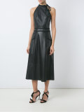 leather midi dress