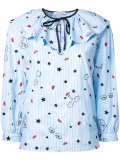 multi figures lace up blouse