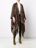 ethnic motif knit poncho