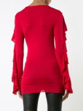 ruffled button shoulder blouse