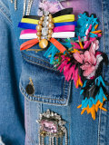 embellished apliques cropped denim jacket
