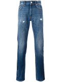 creased effect tapered jeans