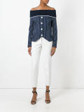 off-shoulder striped shirt