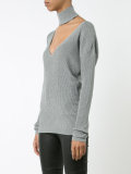 ribbed V-neck jumper