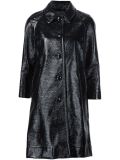 single breasted pleather coat 