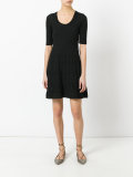 textured-knit flounce dress