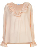 pleated deep neck blouse