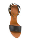 metallic heel sandals