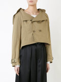 hooded cropped trench jacket