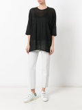 three-quarters sleeve sheer T-shirt