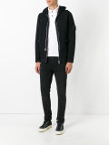 multi zip perforated detail hoodie