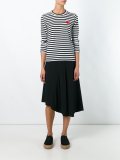 'heart' patch striped T-shirt