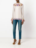 ruffled trim printed shirt