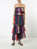 strapless multi-print dress