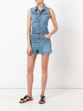 scalloped hem denim playsuit