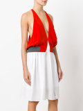 contrast V neck dress