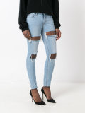 ripped drawstring skinny jeans