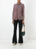 printed ruffle trim shirt