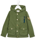 military patch hooded jacket