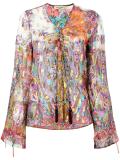beaded tassel lace up blouse