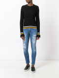 distressed cropped skinny jeans