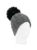 ribbed fur pom pom beanie