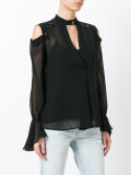 balloon sleeves translucent shirt
