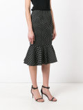 polka-dot frill hem pencil skirt