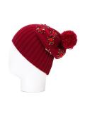 flower embellished pompom beanie