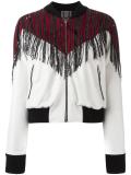 fringed stripe bomber jacket