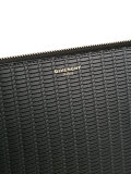 logo embossed woven pouch