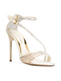 appliquéd sandals with asymmetric straps