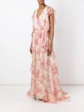 v-neck printed gown