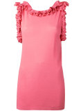 ruffled neck and sleeve tank
