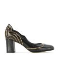 gold-tone trimmed pumps