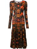 printed pleated long dress