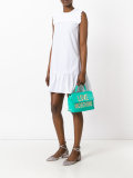 metallic logo fold-over tote