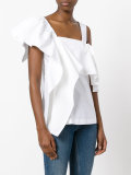 asymmetric sleeves ruffled blouse