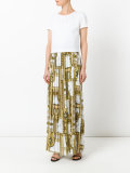 printed trim pleated dress 