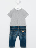 denim panelled romper