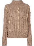 high neck embellished sweater