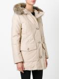 trimmed hood zipped coat