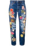 floral patch cropped jeans