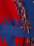 multi figures frayed trim cardi-coat
