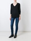 V-neck high neck pullover